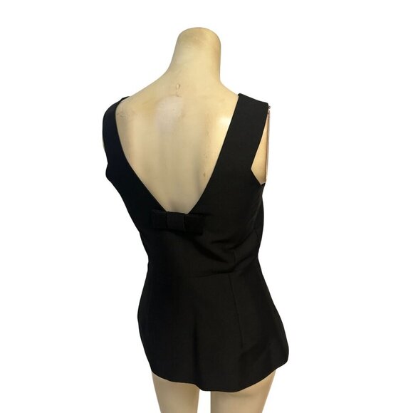 Kate Spade Top Black V-Neck Sleeveless Peplum Hem Back Bow Blouse 0 - Picture 7 of 9
